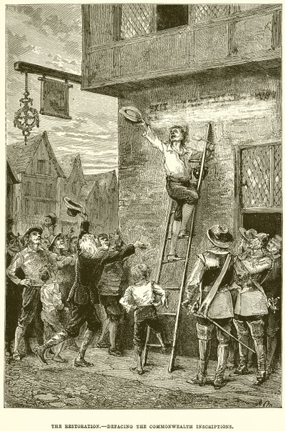Die Restauration - Zerstörung der Inschriften des Commonwealth von English School
