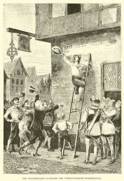 Die Restauration, das Entstellen der Inschriften des Commonwealth von English School