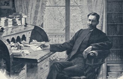 Der Reverend Hugh Price Hughes in seinem Arbeitszimmer (Litho) von English School
