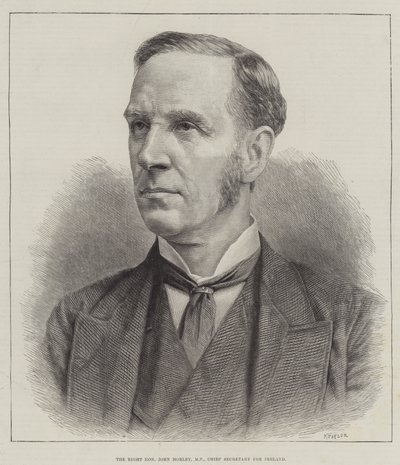 Der ehrenwerte John Morley, MP, Hauptsekretär für Irland (Stich) von English School