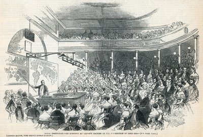 Die Royal Institution. Sir Roderick Murchisons Vortrag über die Verteilung von Golderz von English School
