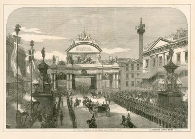 Die königliche Prozession am Grand Arch, London Bridge von English School