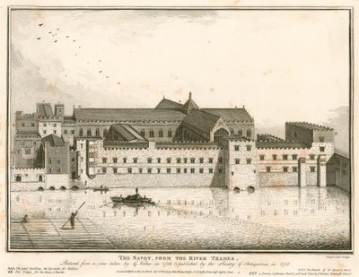 Der Savoy, London, vom Fluss Thames von English School