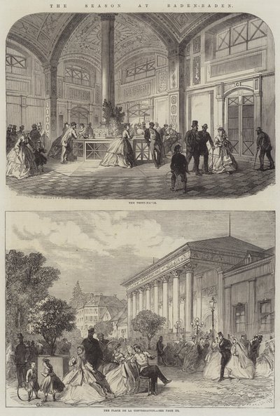 Die Saison in Baden-Baden (Gravur) von English School
