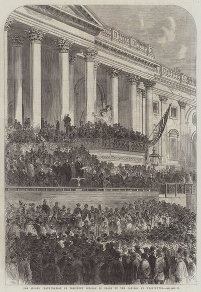 Die zweite Amtseinführung von Präsident Lincoln vor dem Kapitol in Washington (Stich) von English School