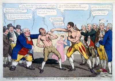Der Kampf zwischen Old Price und Spangle Jack dem Schausteller - neun Runden mit unverminderter Kraft gekämpft und noch unentschieden, veröffentlicht in London von English School