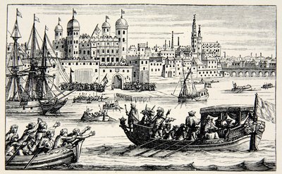 Die sieben Bischöfe auf dem Weg zum Tower, April 1688 von English School