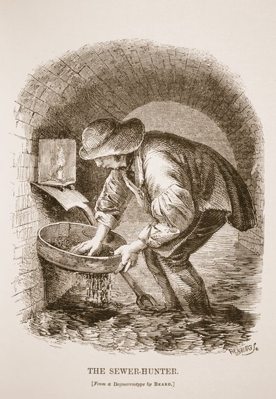 Der Kanalisationsjäger, nach dem Daguerreotypie von Richard Beard, Illustration aus London Labour and London Poor von Henry Mayhew, veröffentlicht 1862 von English School