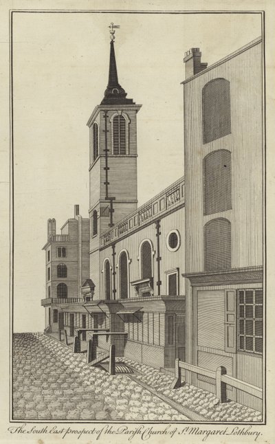Südostansicht der Pfarrkirche St. Margaret Lothbury, London von English School