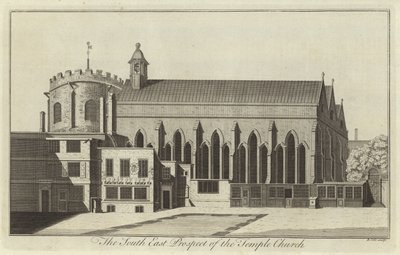 Die Südostansicht der Temple Church, London von English School