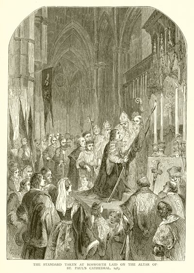 Das Standard bei Bosworth auf den Altar der St. Pauls Kathedrale gelegt, 1485 von English School