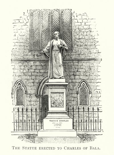 Die Statue errichtet für Charles von Bala (Gravur) von English School