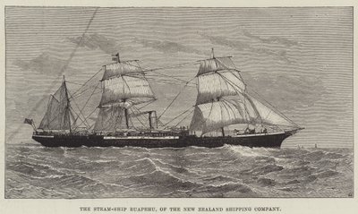 Das Dampfschiff Ruapehu der New Zealand Shipping Company (Stich) von English School