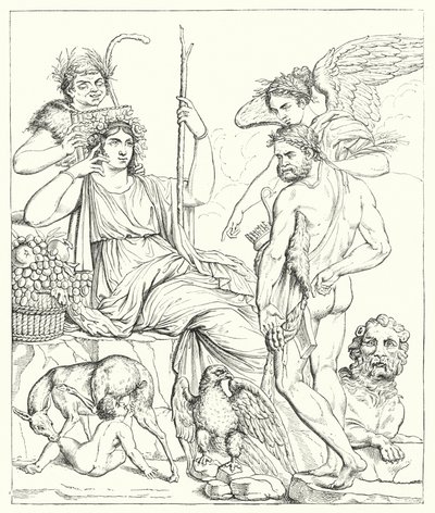 Die Geschichte von Herkules und Telephus (Gravur) von English School