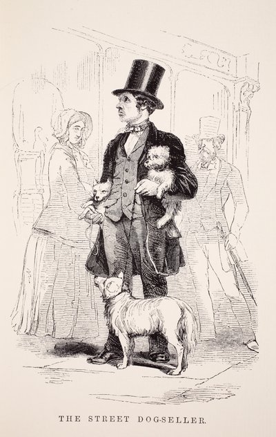 Der Straßenhundeverkäufer, Illustration aus London Labour and London Poor von Henry Mayhew, veröffentlicht 1862 von English School