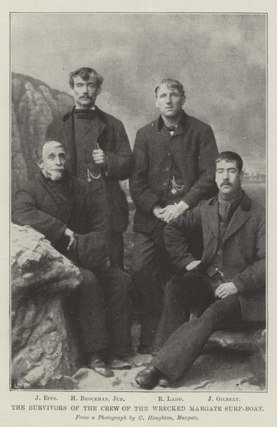 Die Überlebenden der Besatzung des gestrandeten Margate-Rettungsbootes von English School