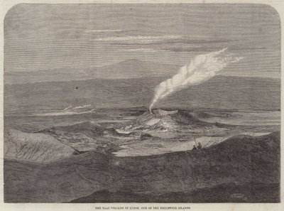 Der Taal-Vulkan auf Luzon, eine der Philippineninseln (Stich) von English School