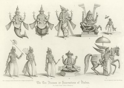Die zehn Avatare oder Inkarnationen von Vishnu von English School