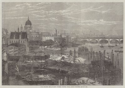 Die Thames Embankment Arbeiten, gesehen vom King