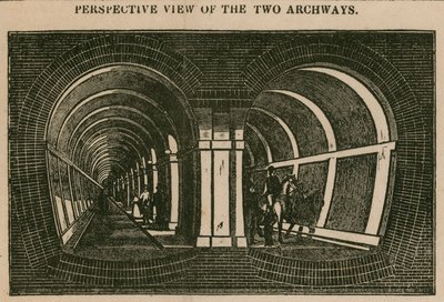 Der Thames-Tunnel: Perspektivische Ansicht der beiden Bögen von English School