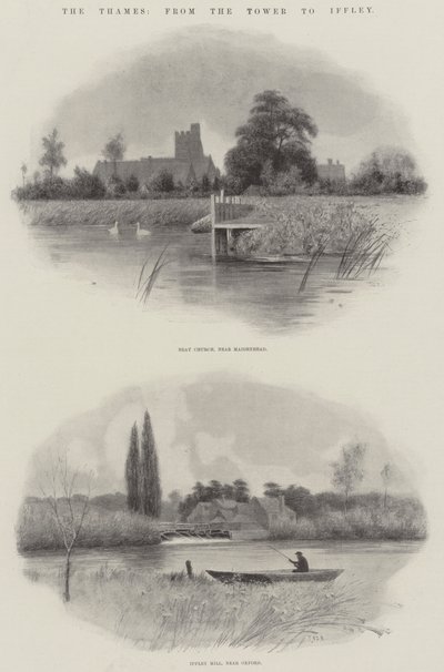 Die Themse, vom Tower bis Iffley (Lithografie) von English School