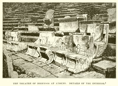 Das Theater des Dionysos in Athen (Details des Innenraums) von English School