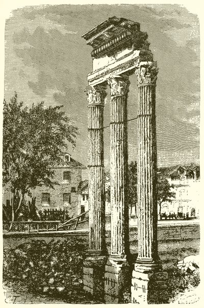 Die drei Säulen des Tempels von Castor von English School