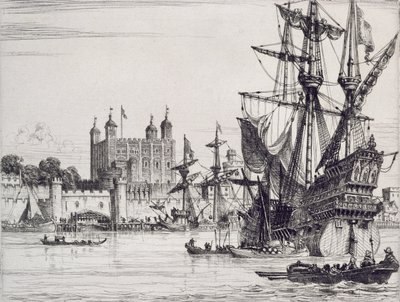 Der Tower of London im Mittelalter von English School
