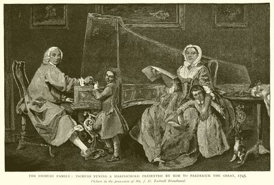 Die Familie Tschudi: Tschudi stimmt ein Geschenk an Friedrich den Großen, 1745 von English School