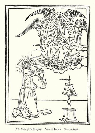 Die Vision des S. Jacopone, aus seinen Laudi, Florenz von English School