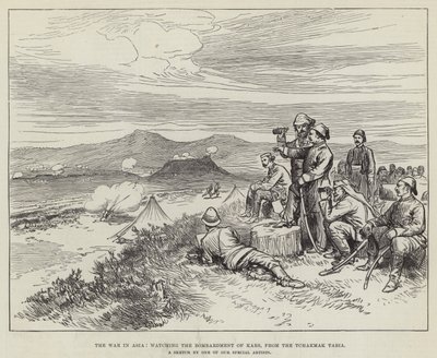 Der Krieg in Asien, Beobachtung des Bombardements von Kars, von der Tchakmak Tabia (Stich) von English School
