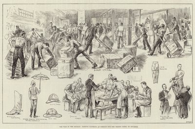 Der Krieg im Sudan, Herstellung von Kleidung in Pimlico für die Truppen, die nach Souakim gehen von English School