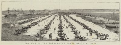 Der Krieg im Sudan, das Kameldepot in Suez (Stich) von English School