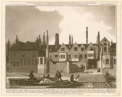 Die Wasserfront der Gebäude auf der Ostseite des New Palace Yard von English School