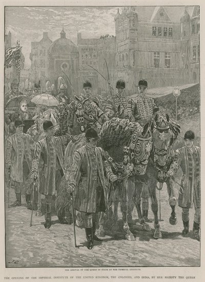 Die Ankunft der Königin im Staat am Imperial Institute von English School