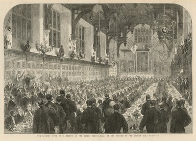Das Bankett zu Ehren von M. Berryer in der Middle Temple Hall von English School
