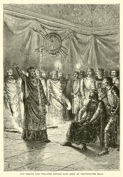 Die Barone und Prälaten vor König Johann in der Westminster Hall von English School