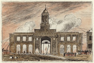 Der Brand der Royal Exchange in der City of London von English School