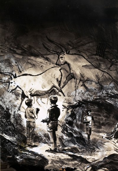 Die Höhlenmalereien von Lascaux bei Montignac in Frankreich von English School