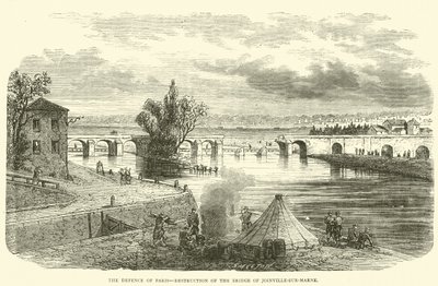 Die Verteidigung von Paris, Zerstörung der Brücke von Joinville-sur-Marne, November 1870 von English School