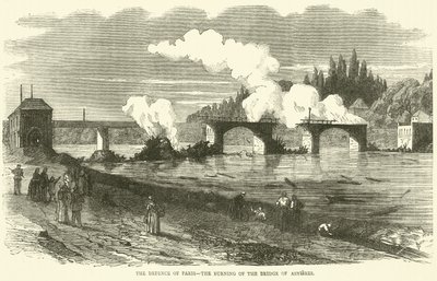 Die Verteidigung von Paris, das Brennen der Brücke von Asnieres, November 1870 von English School