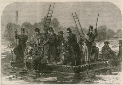 Das Unglück auf dem Eis im Regents Park; Taucher suchen nach den Toten von English School