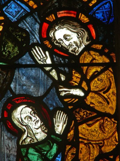 Das Ostfenster mit einer Szene aus dem Leben der heiligen Maria Magdalena - Noli me Tangere? von English School