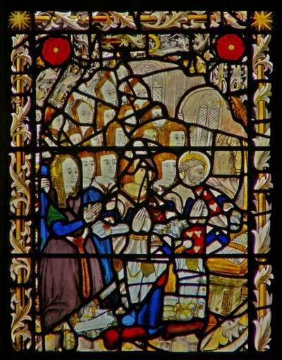 Das Ostfenster, das die Stifter - Familie Garnysh darstellt von English School