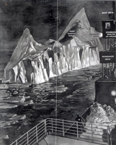 Der berühmte Eisberg, gesehen von J. Scarrott an Bord der Titanic, 1912 von English School