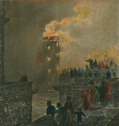 Das Feuer von der Waterloo Bridge am 5. Januar 1826 von English School