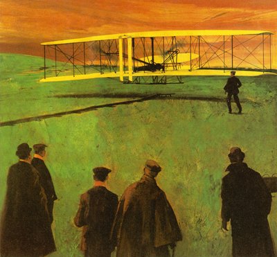 Der erste Flug der Gebrüder Wright in Kitty Hawk von English School