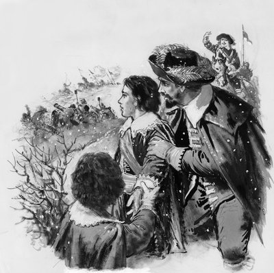 Der zukünftige König Karl II. beobachtet die Schlacht von Edgehill von English School