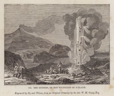 Die Geysire oder heißen Quellen Islands (Gravur) von English School