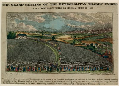 Das große Treffen der Metropolitan Trades Unions in den Copenhagen Fields, 21. April 1834 von English School